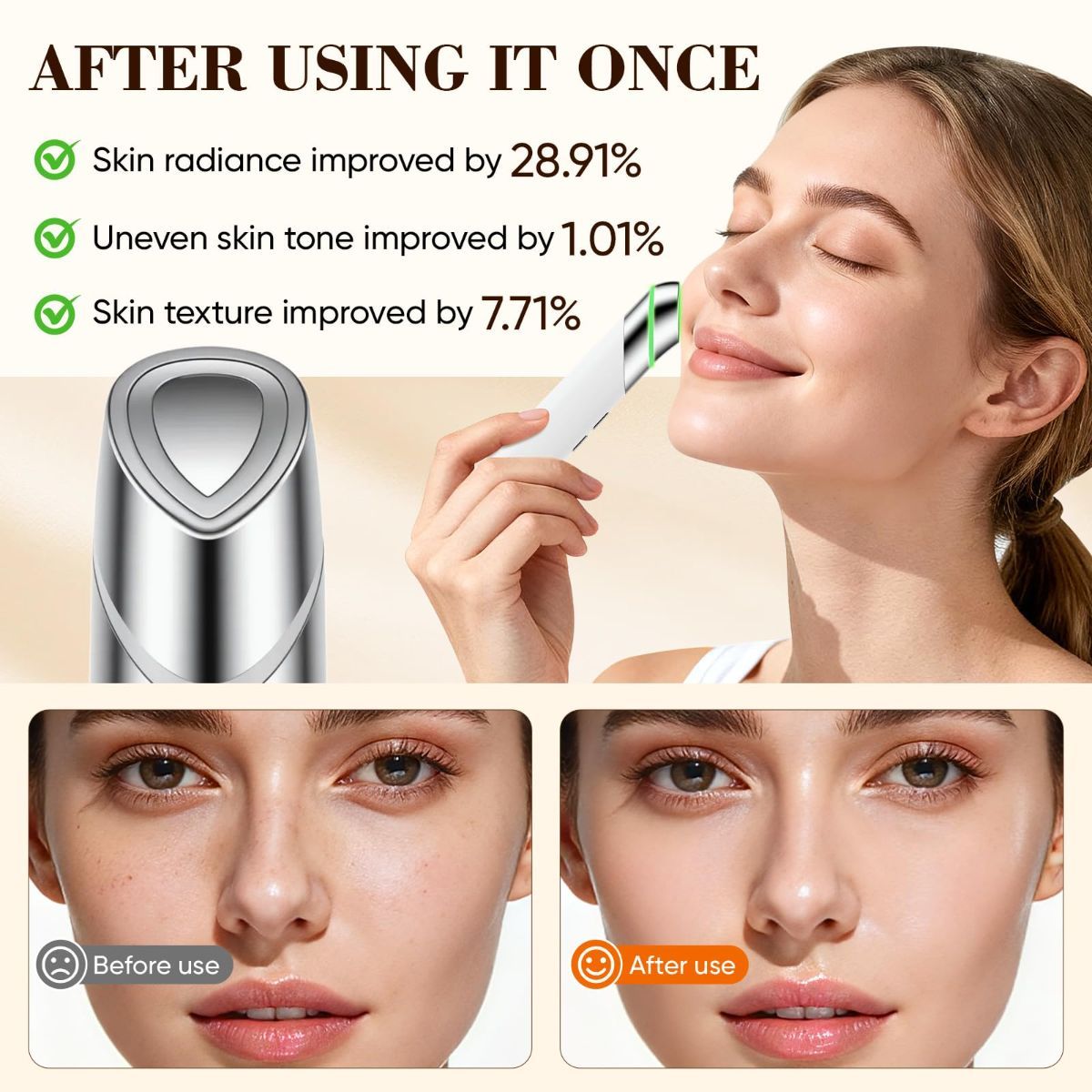 Advanced 4-in-1 Facial Device, Microcurrent Face Massager with Heat Therapy & Vibration, LED Light for Anti-Aging, Puffiness and Boosting Serum Absorption - Image 5