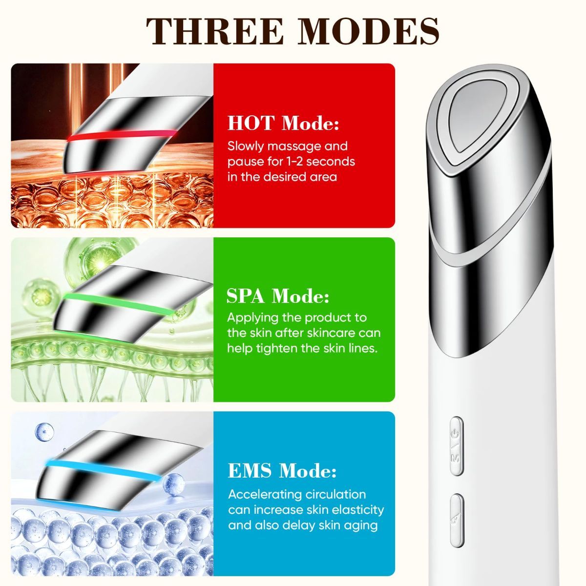 Advanced 4-in-1 Facial Device, Microcurrent Face Massager with Heat Therapy & Vibration, LED Light for Anti-Aging, Puffiness and Boosting Serum Absorption - Image 6