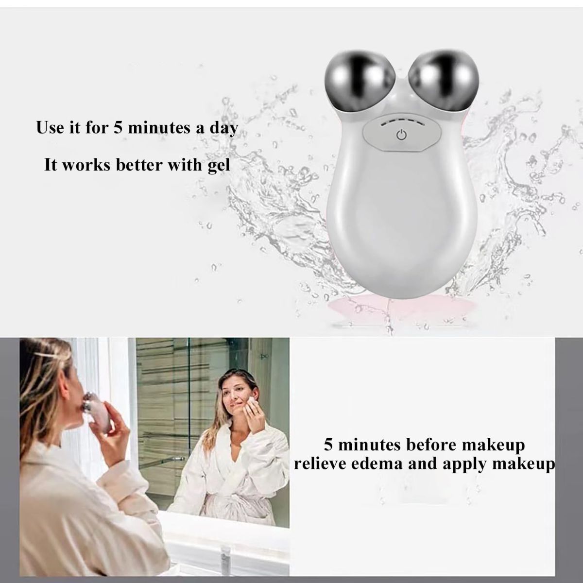 Microcurrent Facial Device,Enhances The Ability to Lift The Face and Tighten The Skin,Facial Wrinkle Equipment - White - Size 106mm - Image 4