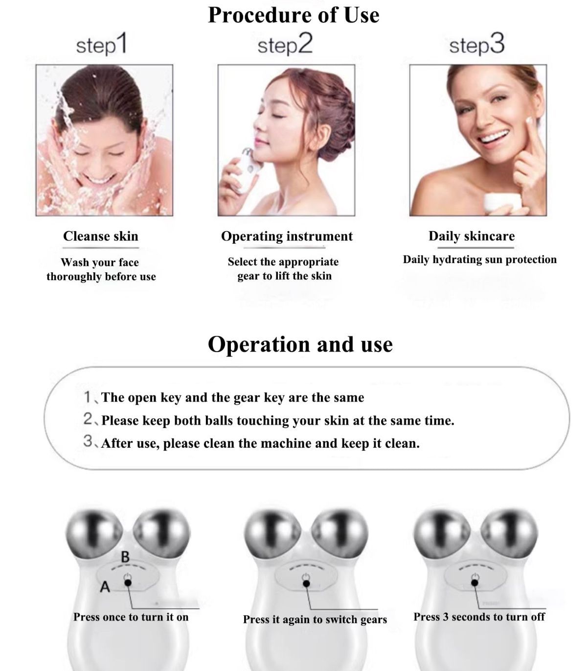 Microcurrent Facial Device,Enhances The Ability to Lift The Face and Tighten The Skin,Facial Wrinkle Equipment - White - Size 106mm - Image 7