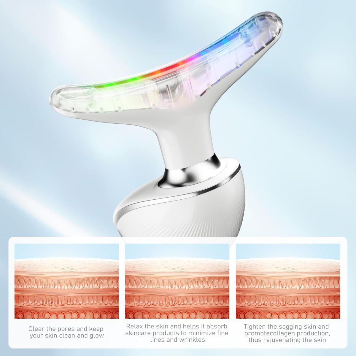 Face Neck Tool for Skin Care, Electric Neck Face Lifting Device for Wrinkle Removal - Red - Size 89mm - Image 2