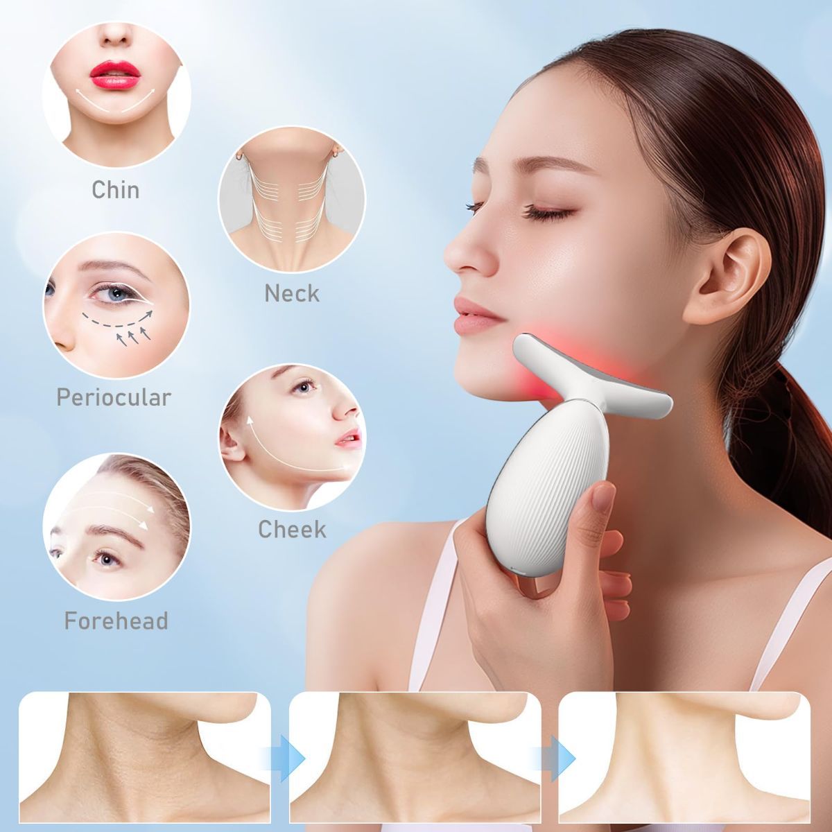Face Neck Tool for Skin Care, Electric Neck Face Lifting Device for Wrinkle Removal - White - Size 89mm - Image 6