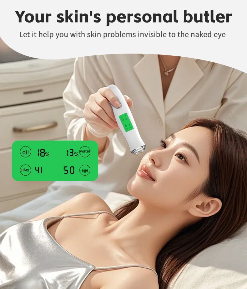 Professional Skin Moisture Tester, Digital Facial Oil Detector, High Precision Skin Hydration Analysis Meter, Hydration monitor,Portable Skin Analyzer with LCD Display & Fluorescent Agent Detection - Image 4