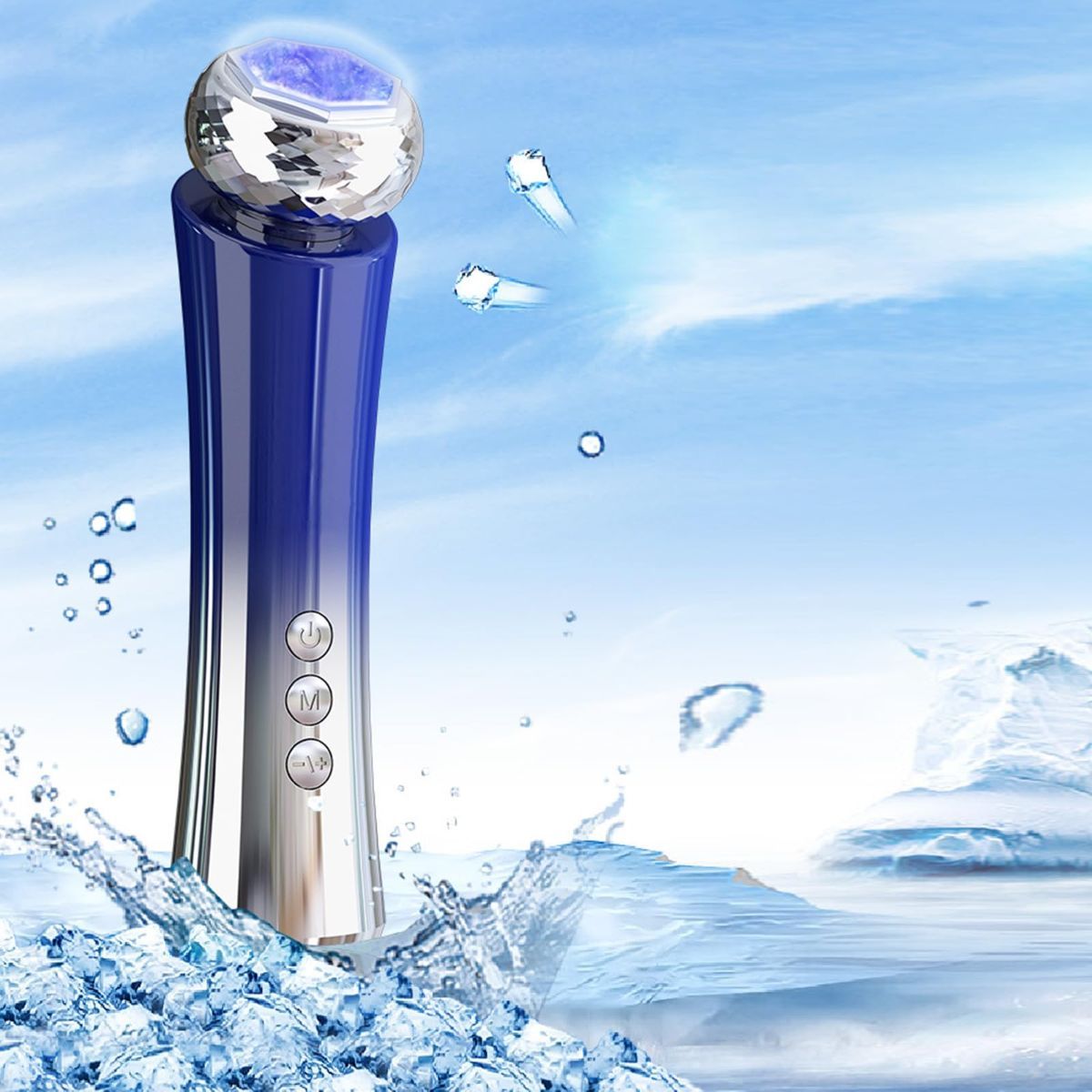 Mode Cooling and Warming Massage Tool with Silents Motor for Sensitives Skin and Tired Eye Relief Quiet Throb Massagers - Blue - Size 15cm - Image 1