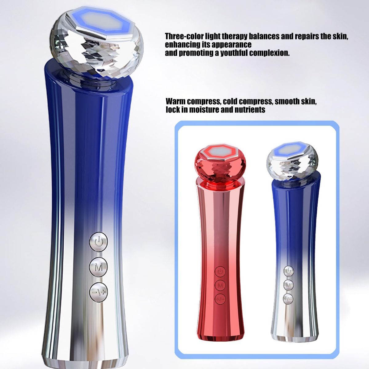 Mode Cooling and Warming Massage Tool with Silents Motor for Sensitives Skin and Tired Eye Relief Quiet Throb Massagers - Blue - Size 15cm - Image 2