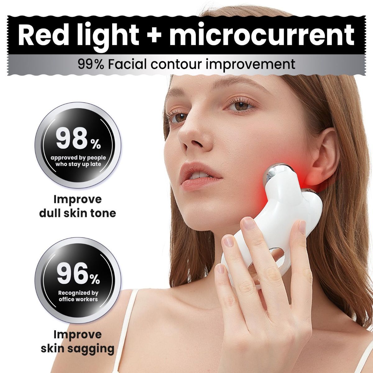 Microcurrent Facial Device,Latest Red Light Technology，Enhances The Ability to Lift The Face and Tighten The Skin，Facial Wrinkle Equipment，Smart Photon Micro-Current Device - Pink - Size 15cm - Image 2