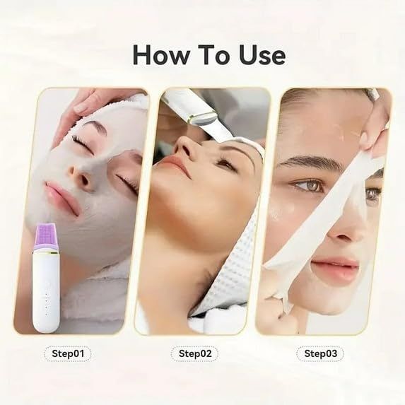 Skin Scrubber Face Skin Spatula Facial Scrubber Spatula for Deep Cleansing Blackhead Remover Pore Cleaner with 4 Modes - Pink - Size 172mm - Image 6