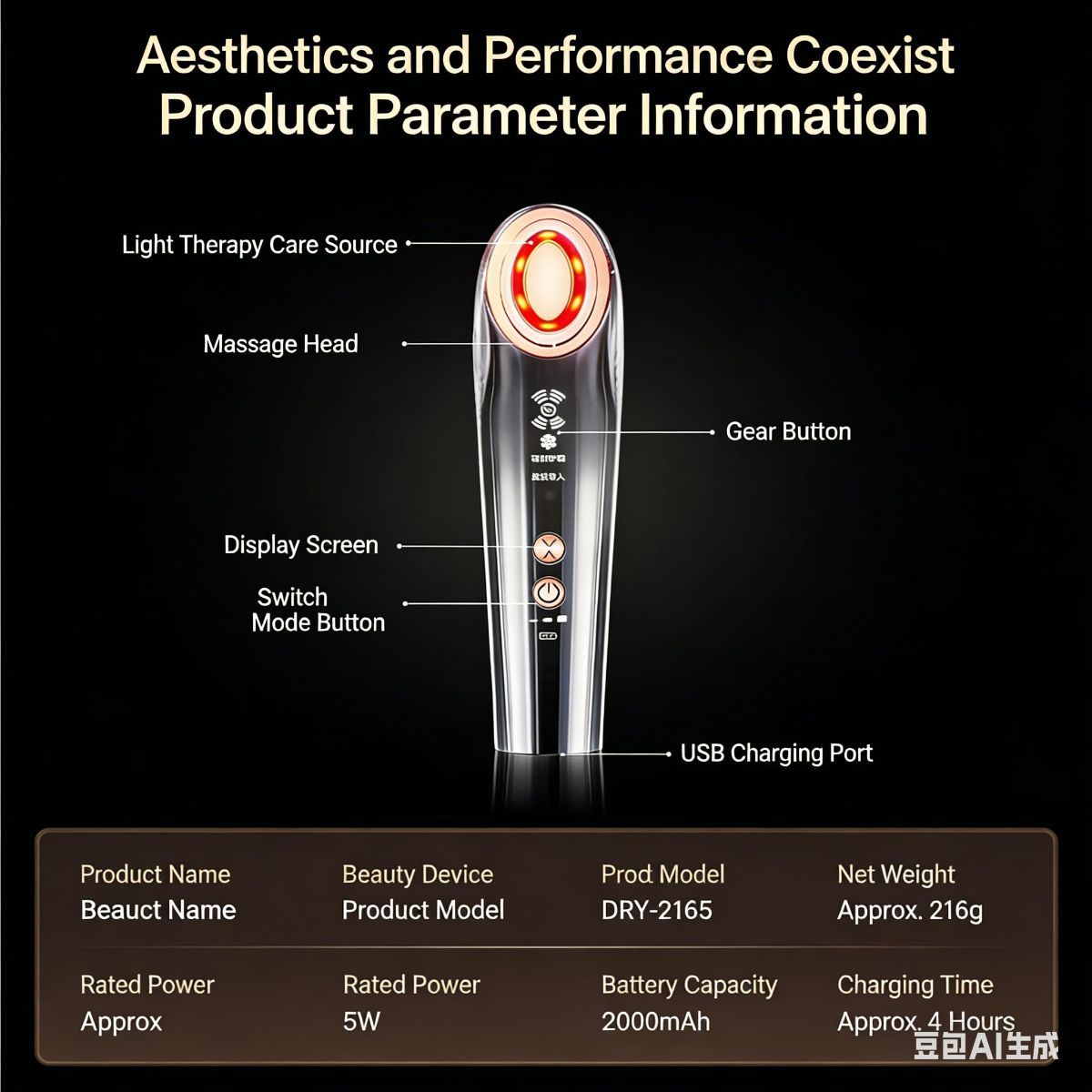 At-Home Facial Massager Beauty Device, 4-in-1 Microcurrent Face Lifting Tool with Red Light Therapy, Eye Care & Serum Infusion, Portable Skin Tightening Machine - Image 8