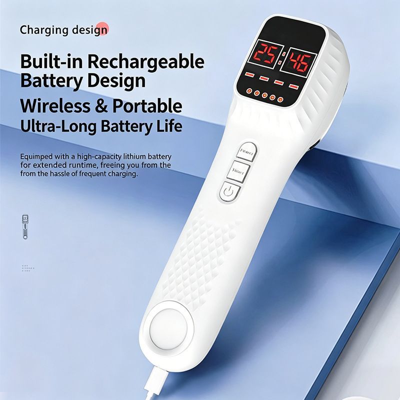 Red Light Spectrometer Device, 3 * 808nm Infrared 16 * 650nm Beads, 4 Modes 12 Levels Timer Home Handheld Spectrometer for Body Joints Muscles Relaxation Reduce Fatigue - Image 3