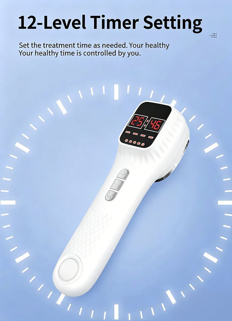 Red Light Spectrometer Device, 3 * 808nm Infrared 16 * 650nm Beads, 4 Modes 12 Levels Timer Home Handheld Spectrometer for Body Joints Muscles Relaxation Reduce Fatigue - Image 4