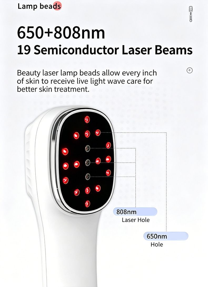 Red Light Spectrometer Device, 3 * 808nm Infrared 16 * 650nm Beads, 4 Modes 12 Levels Timer Home Handheld Spectrometer for Body Joints Muscles Relaxation Reduce Fatigue - Image 5