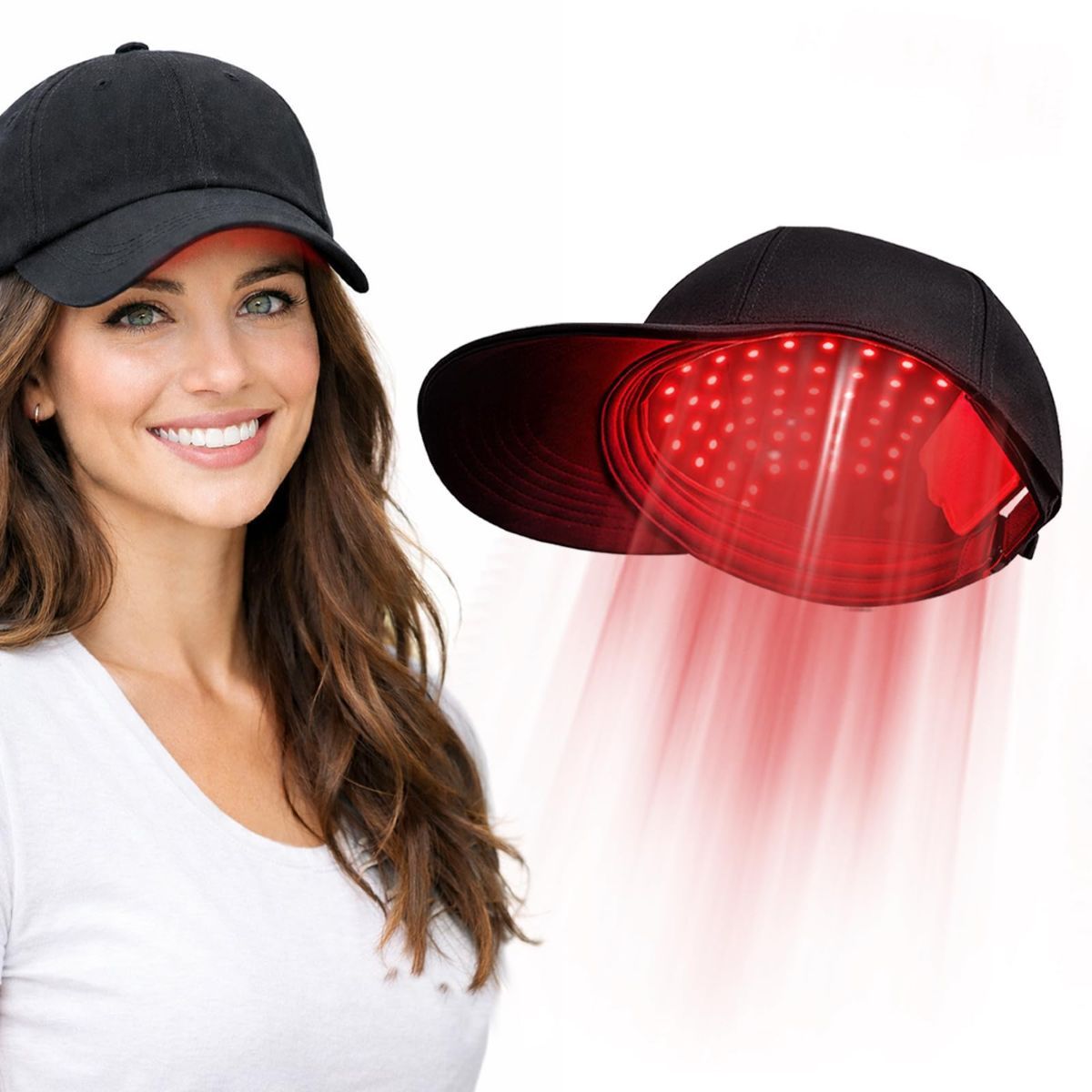 Laser Hair Growth Cap - 650nm Red Light Therapy for Hair Regrowth, Full Scalp Coverage Treatment for Men & Women with Thinning Hair, Portable & Hands-Free, Black - Image 1