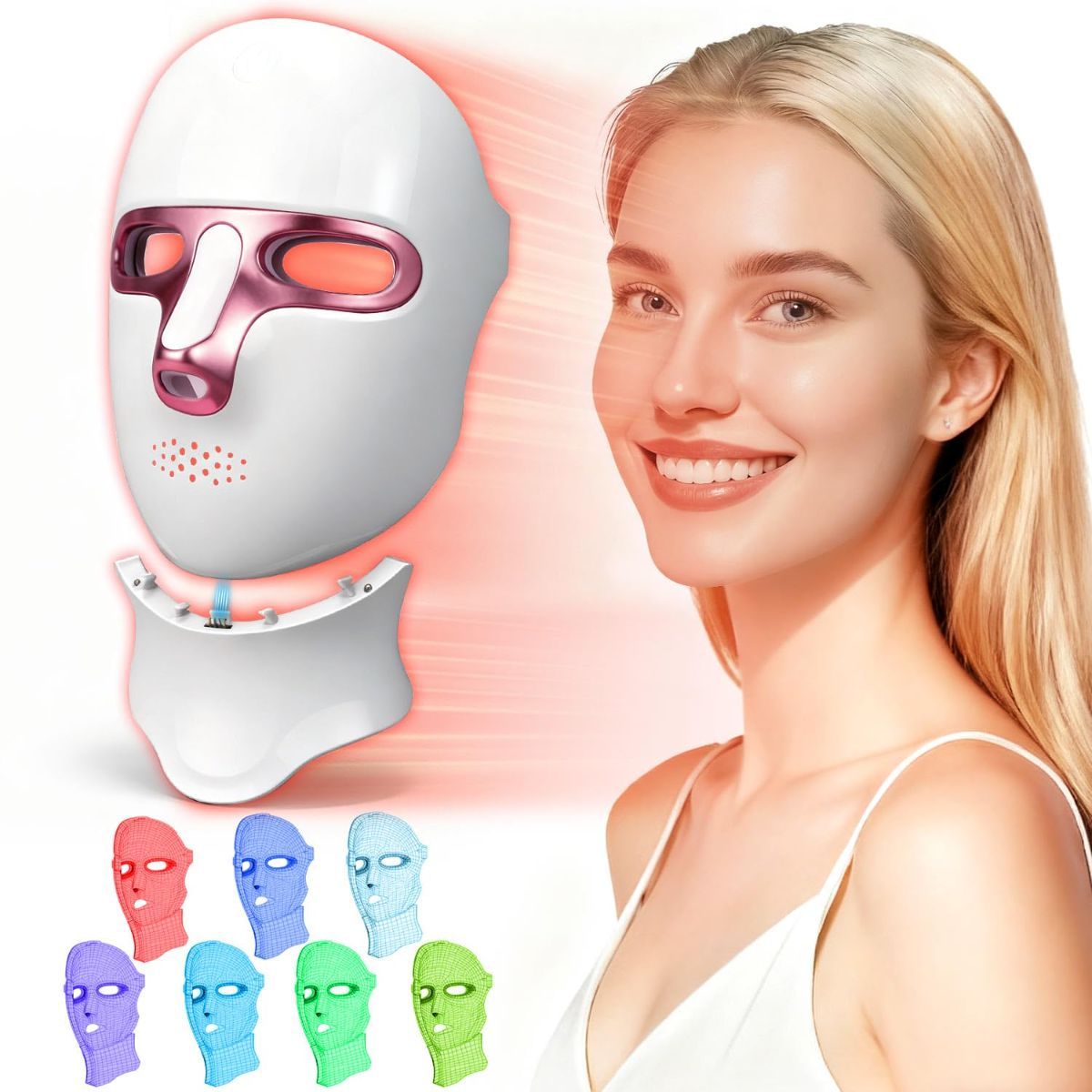Red Light Therapy Mask for Face and Neck, LED Light Therapy Masks, USB-C Rechargeable, Facial Skincare & Radiance Care, Red Light Mask for Home, Travel, Yoga & Relaxation - Image 1