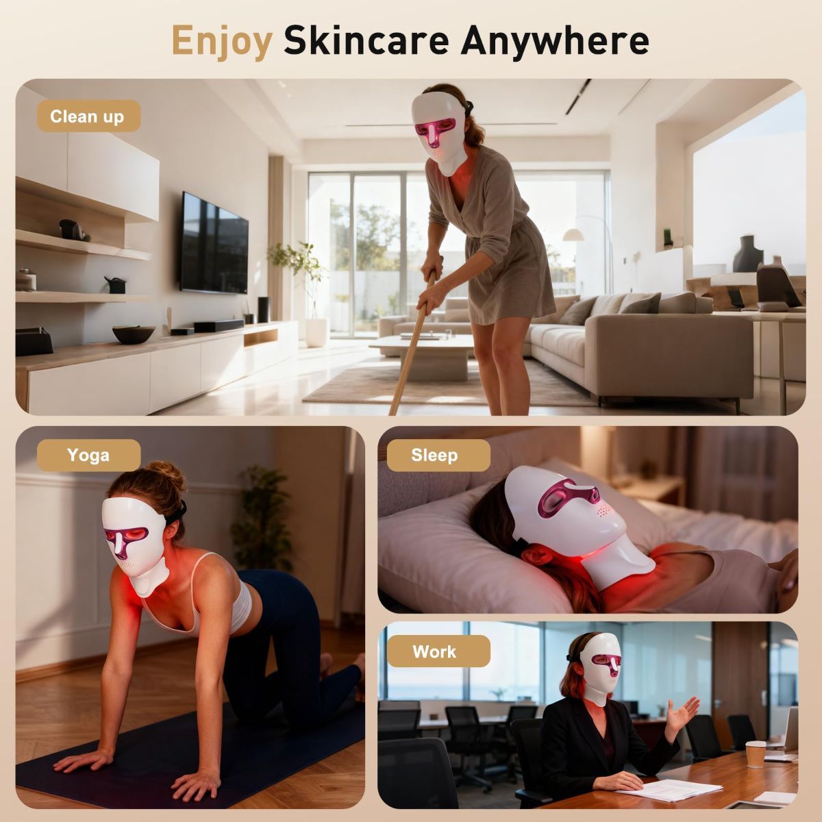 Red Light Therapy Mask for Face and Neck, LED Light Therapy Masks, USB-C Rechargeable, Facial Skincare & Radiance Care, Red Light Mask for Home, Travel, Yoga & Relaxation - Image 6