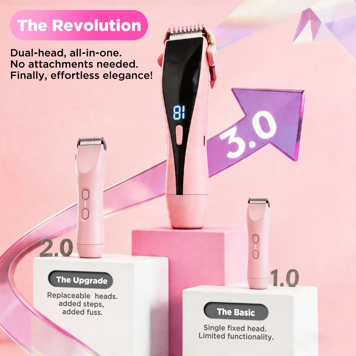 2-in-1 Bikini Trimmer for Women High Power Epilators Hair Removal Waterproof Electric Razors Women's Electric Razor Pubic Hair Trimmer Shaver for Women for Ladies Pubic, Face, Underarms, Legs - Image 2