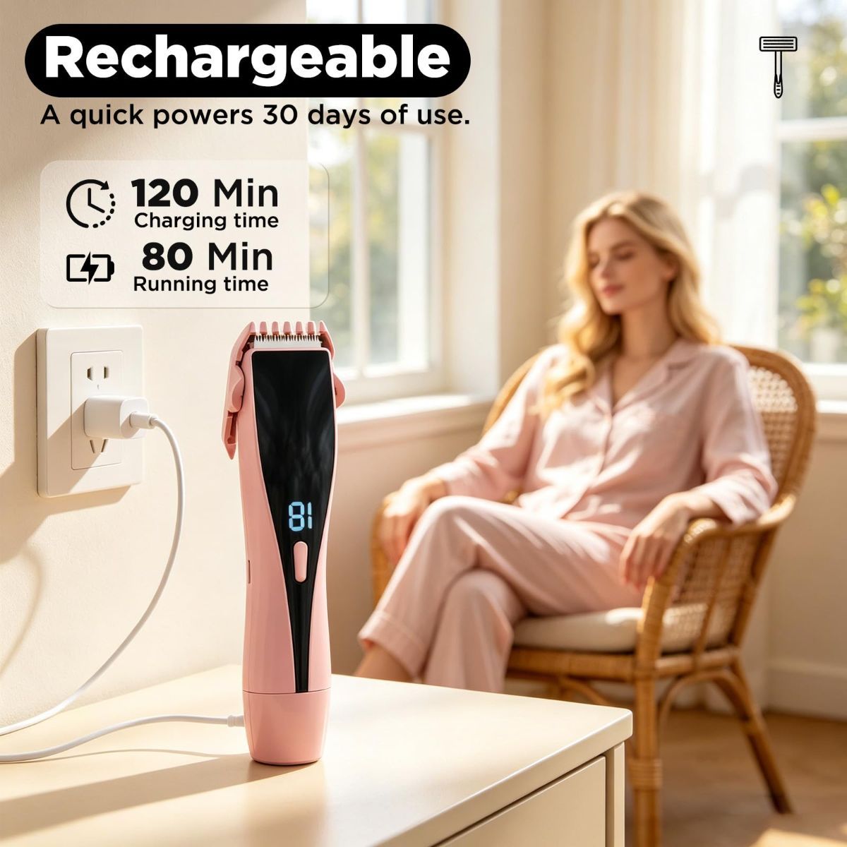 2-in-1 Bikini Trimmer for Women High Power Epilators Hair Removal Waterproof Electric Razors Women's Electric Razor Pubic Hair Trimmer Shaver for Women for Ladies Pubic, Face, Underarms, Legs - Image 5