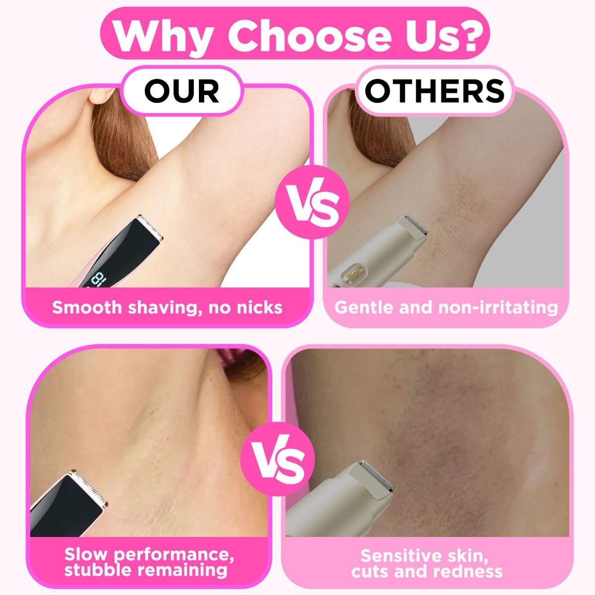 2-in-1 Bikini Trimmer for Women High Power Epilators Hair Removal Waterproof Electric Razors Women's Electric Razor Pubic Hair Trimmer Shaver for Women for Ladies Pubic, Face, Underarms, Legs - Image 7