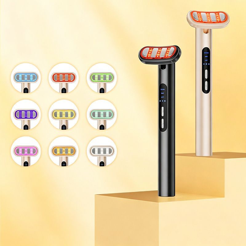 LED Facial Wand Neck Massager Red Light Therapy Beauty Device Skincare Tool - Beige - Size 167mm - Image 4