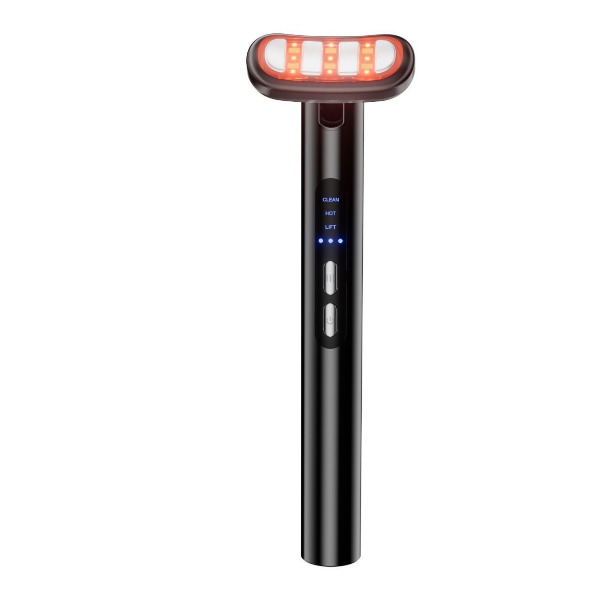 LED Facial Wand Neck Massager Red Light Therapy Beauty Device Skincare Tool - Black - Size 167mm - Image 1