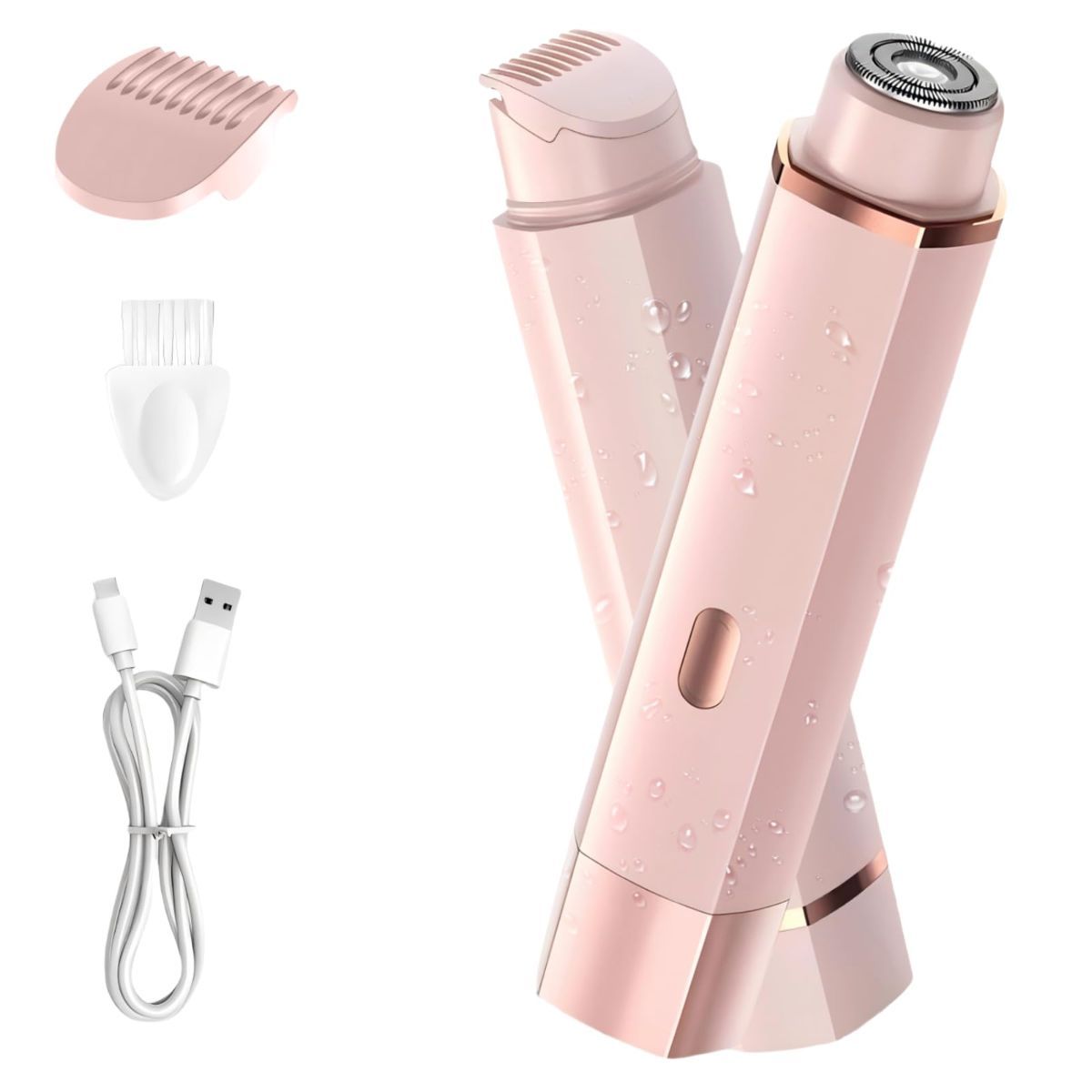 Bikini Trimmer for Women, 2 in 1 Electric Razors for Women, IPX7 Waterproof, USB Rechargeable Wet and Dry Shaver, Suitable for Hair Removal All Over The Body - Image 1