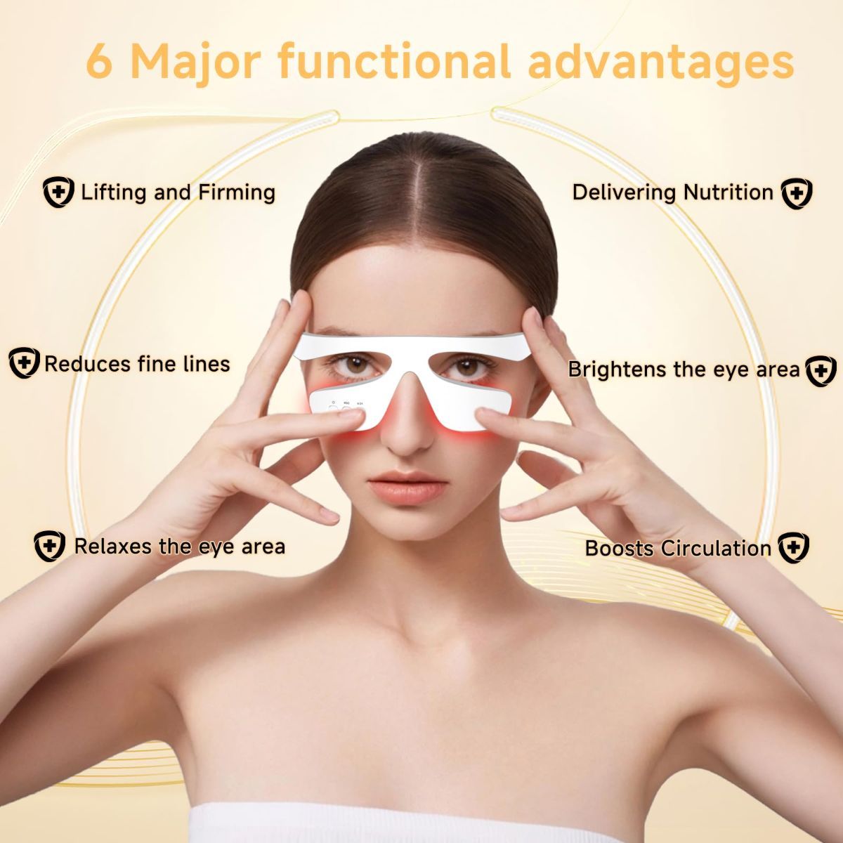 Under Eye Red Light Therapy Glasses, Eye Massager Devices for Relieve Eye Bag, Reducing Dark Circles and Puffiness, Smoothing Fine Lines with Microcurrent, Red-Light & Heat & Mood & Sleep Enhancement - Image 4