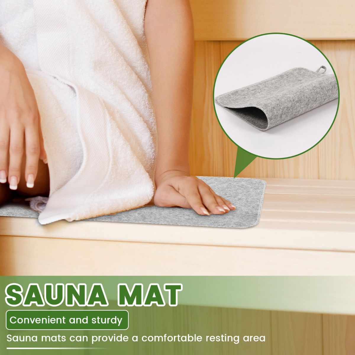 6Pcs Sauna Hats & 6Pcs Sauna Mats, Felt Sauna Hat, Bath Hair Caps with Loops, Heat Insulation Sauna Mat, Head Protection Shower Hat, Safe Sauna Mat Set, Sauna Accessories for Home - Image 3