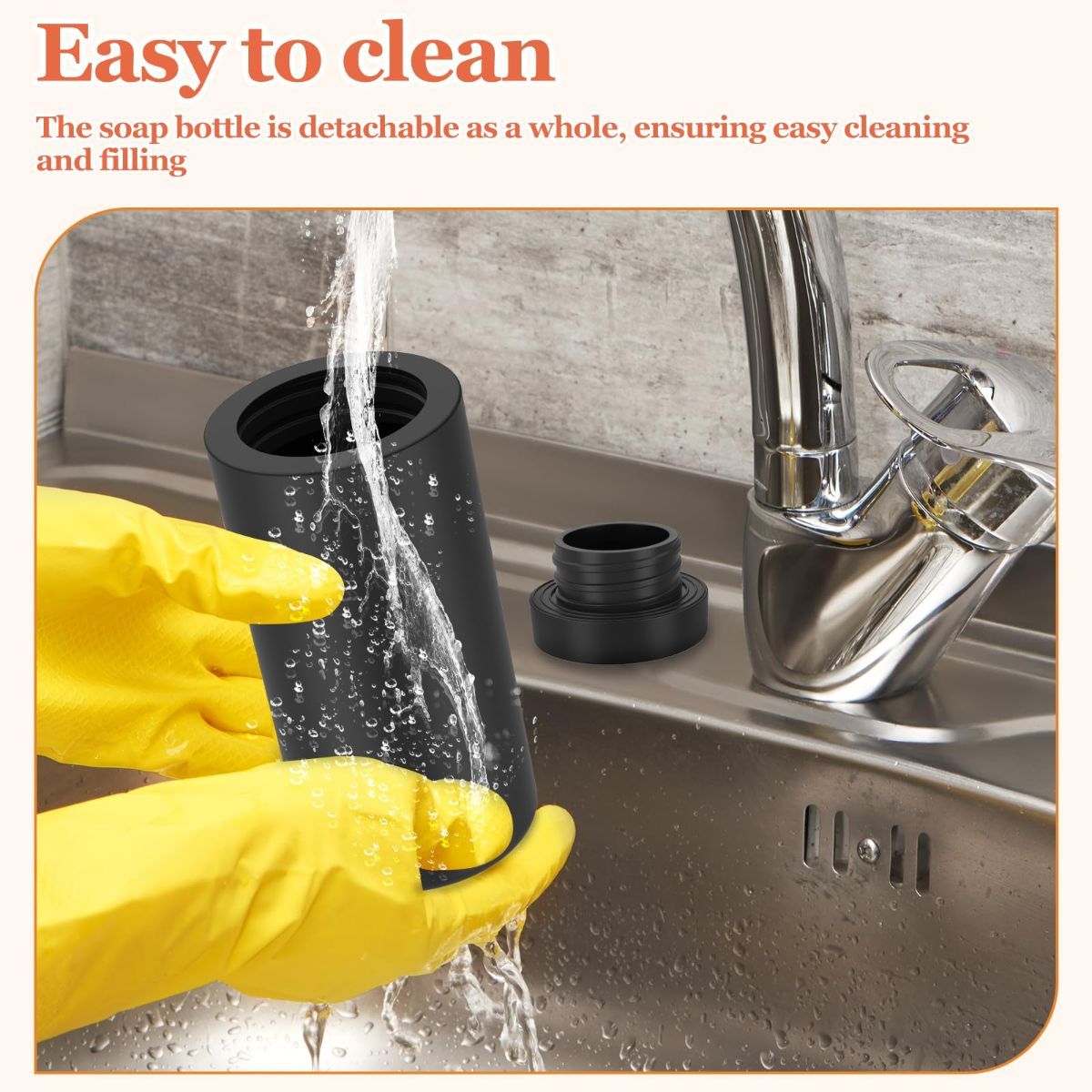 Silicone Dish Soap Dispenser, Reusable Dish Soap Bottle, Refillable Dish Soap Squeeze Bottle, 240ml/8oz Dishwashing Liquid Dispenser, Portable Hand Soap Bottle for Kitchen Sink - White - Size 14cm - Image 5