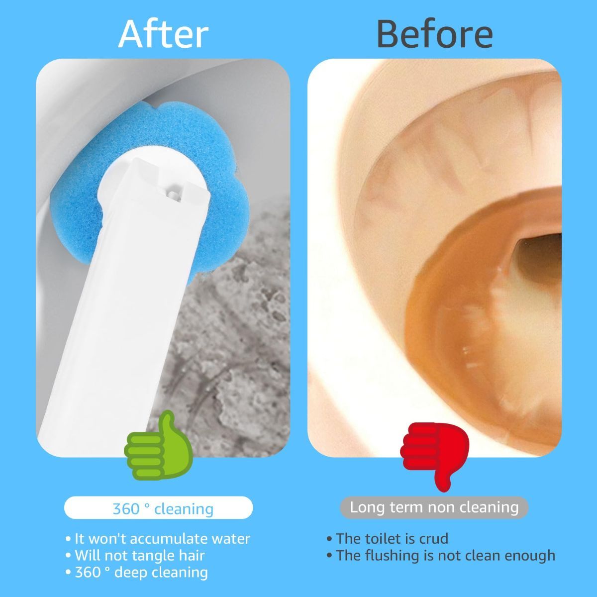 36 Pack Disposable Toilet Bowl Cleaner Wand Refills, 360° Sponge Replacement Heads for Wall Mounted Brush System, Hygienic Deep Cleaning Bathroom Scrubber Pads - Image 6