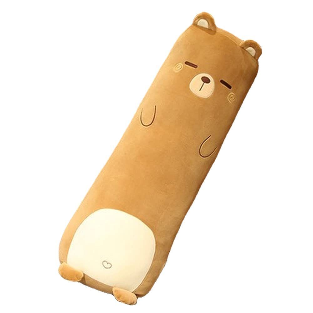 Long-Shaped Pillow Plush Pillow Hugging Pillow Soft Pillow Sleeping Pillow Gift - Brown - Size 33in - Image 1