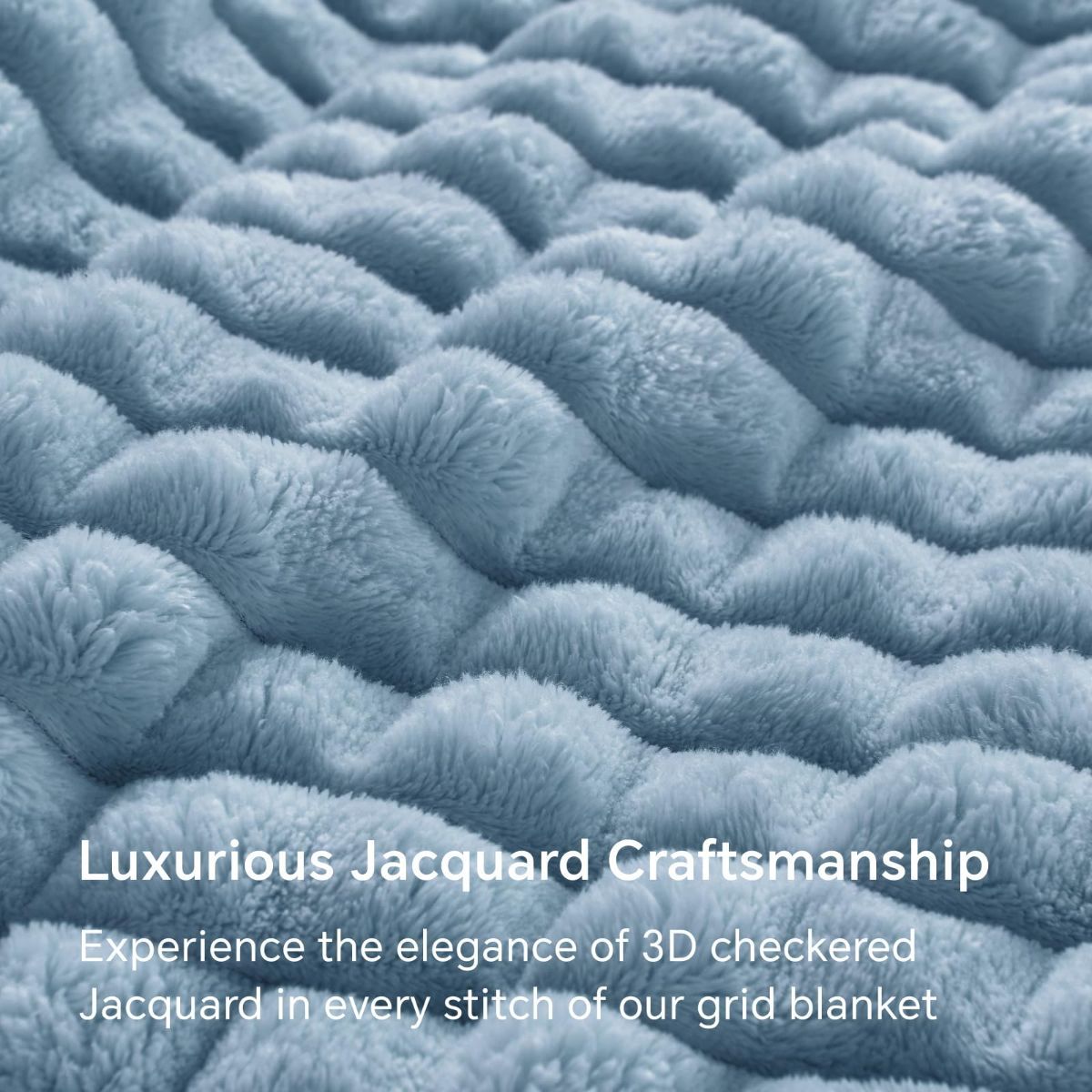 Updated Grey Throw Blanket for Couch and Bed- Super Soft and Warm 3D Checkered Fluffy Fuzzy Fleece Blanket, Luxurious Plush Cozy Blanket for Room Decor Spring - Blue - Size 120cm*200cm - Image 2