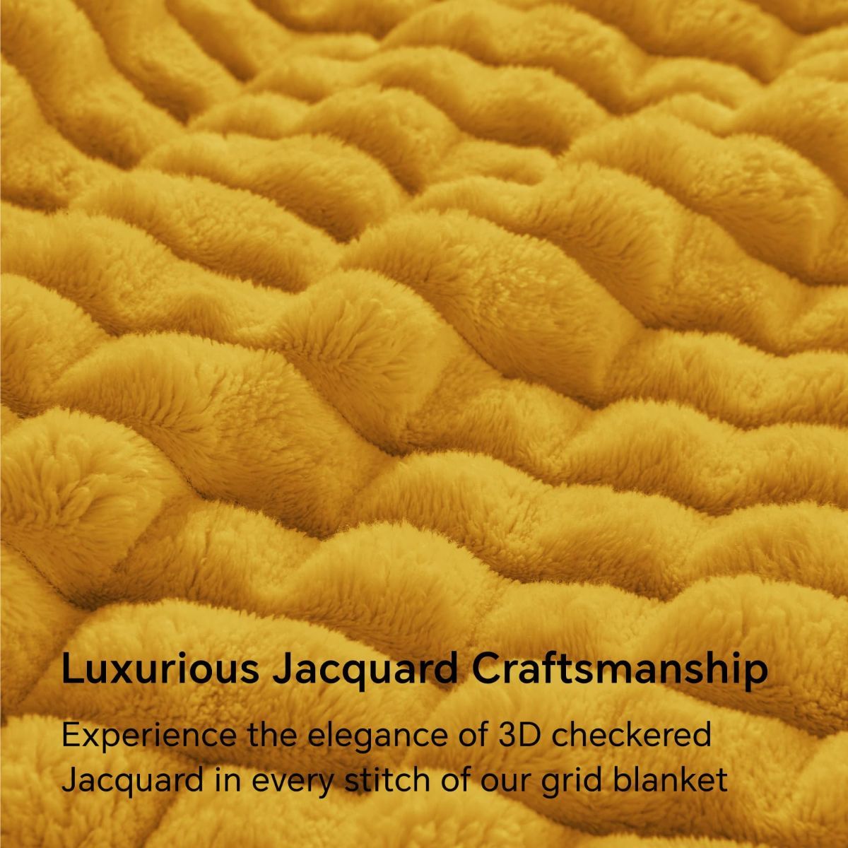 Updated Grey Throw Blanket for Couch and Bed- Super Soft and Warm 3D Checkered Fluffy Fuzzy Fleece Blanket, Luxurious Plush Cozy Blanket for Room Decor Spring - Yellow - Size 120cm*200cm - Image 2