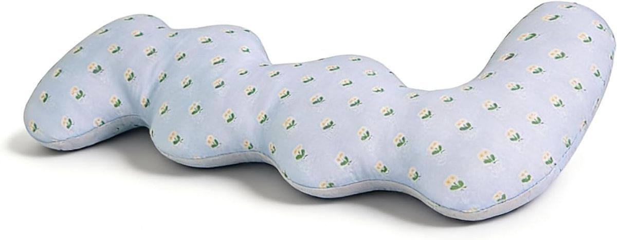 Long Rectangular Leg Pillow for Side Sleeping, Breathable Summer Cushion with Removable Washable Cover, Slim Lightweight Support Pillow for Bed Sofa Couch Travel Use - Blue - Size 130cm - Image 1
