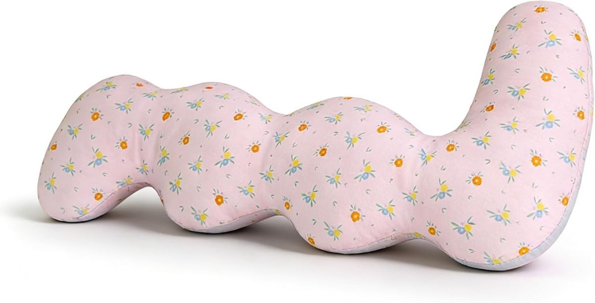 Long Rectangular Leg Pillow for Side Sleeping, Breathable Summer Cushion with Removable Washable Cover, Slim Lightweight Support Pillow for Bed Sofa Couch Travel Use - Pink - Size 100cm - Image 1