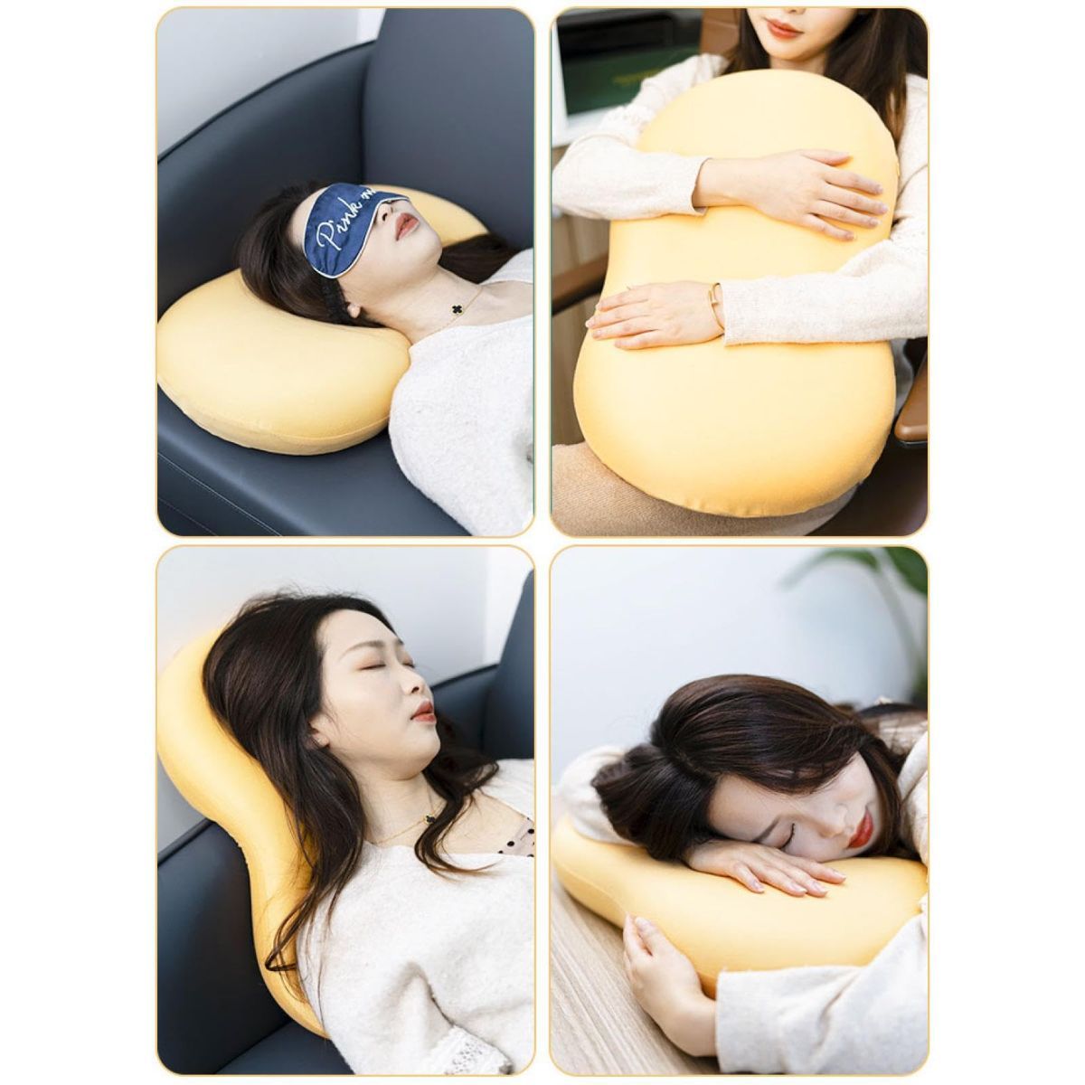 Soft and Comfortable Cat Belly Pillow Home Memory Foam Pillow Cervical Deep Sleep Memory Pillow High Pillow - Yellow - Size 55 * 35 * 11cm - Image 7