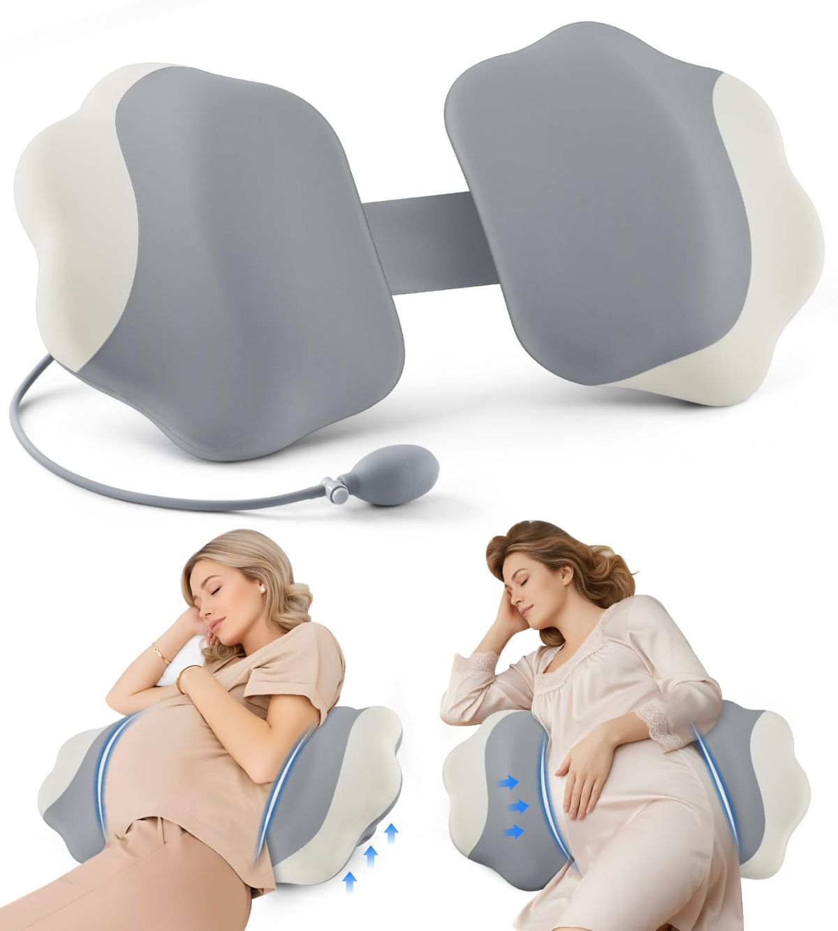 Pregnancy Pillows for Sleeping, Memory Foam Maternity Pillow Support for Back Belly HIPS, Adjustable Travel Wedge Pillow for Pregnant Women, Side Sleeping Pregnant Pillows with Cooling Pillowcase - Gray - Size 27.5in - Image 1