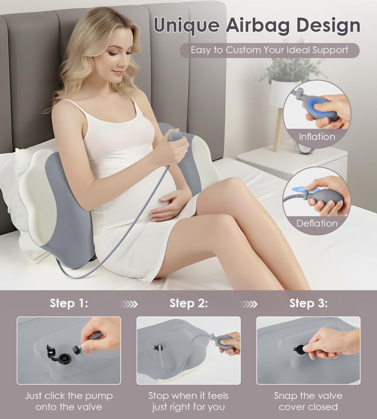 Pregnancy Pillows for Sleeping, Memory Foam Maternity Pillow Support for Back Belly HIPS, Adjustable Travel Wedge Pillow for Pregnant Women, Side Sleeping Pregnant Pillows with Cooling Pillowcase - Gray - Size 27.5in - Image 7