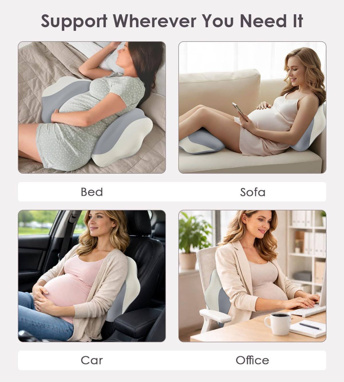 Pregnancy Pillows for Sleeping, Memory Foam Maternity Pillow Support for Back Belly HIPS, Adjustable Travel Wedge Pillow for Pregnant Women, Side Sleeping Pregnant Pillows with Cooling Pillowcase - Gray - Size 27.5in - Image 8