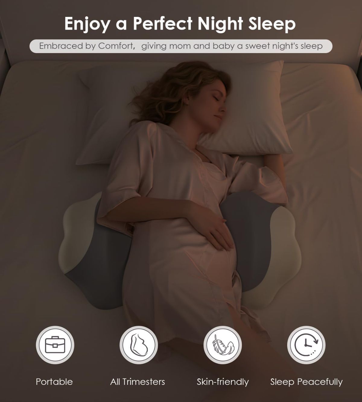 Pregnancy Pillows for Sleeping, Memory Foam Maternity Pillow Support for Back Belly HIPS, Adjustable Travel Wedge Pillow for Pregnant Women, Side Sleeping Pregnant Pillows with Cooling Pillowcase - Pink - Size 27.5in - Image 2