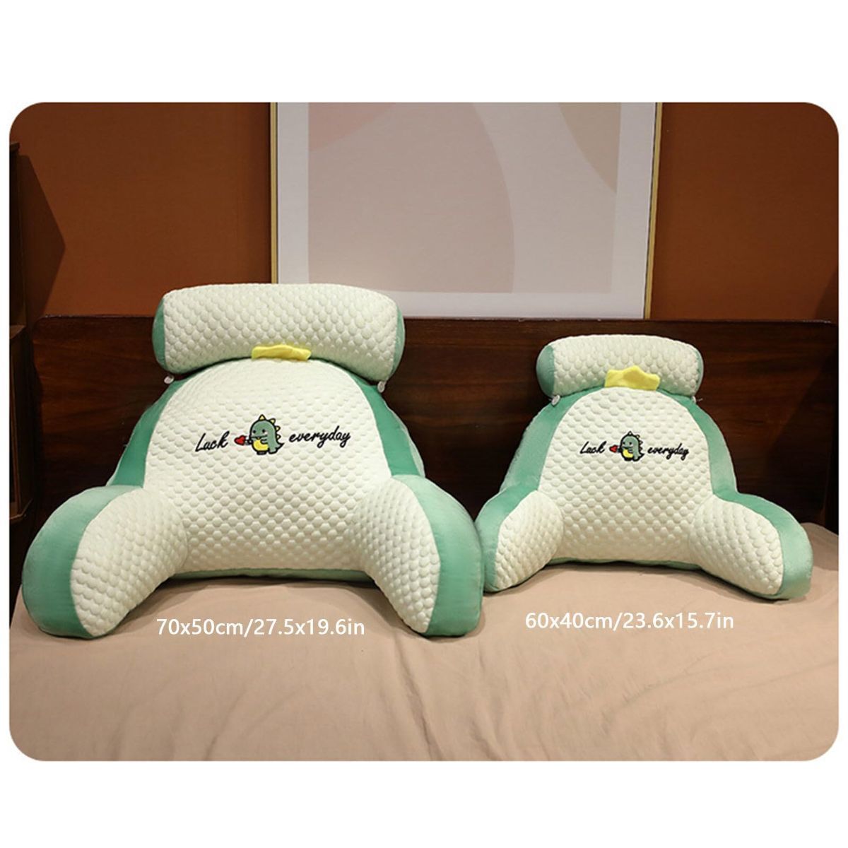 Reading Pillow for Kid Or Adult Large Back Pillow for Sitting Up in Bed Detachable Neck Roll with Arms Large Bed Rest Pillow Back Pillow for Sitting in Bed Watching TV Reading - Yellow - Size 60*40CM - Image 2