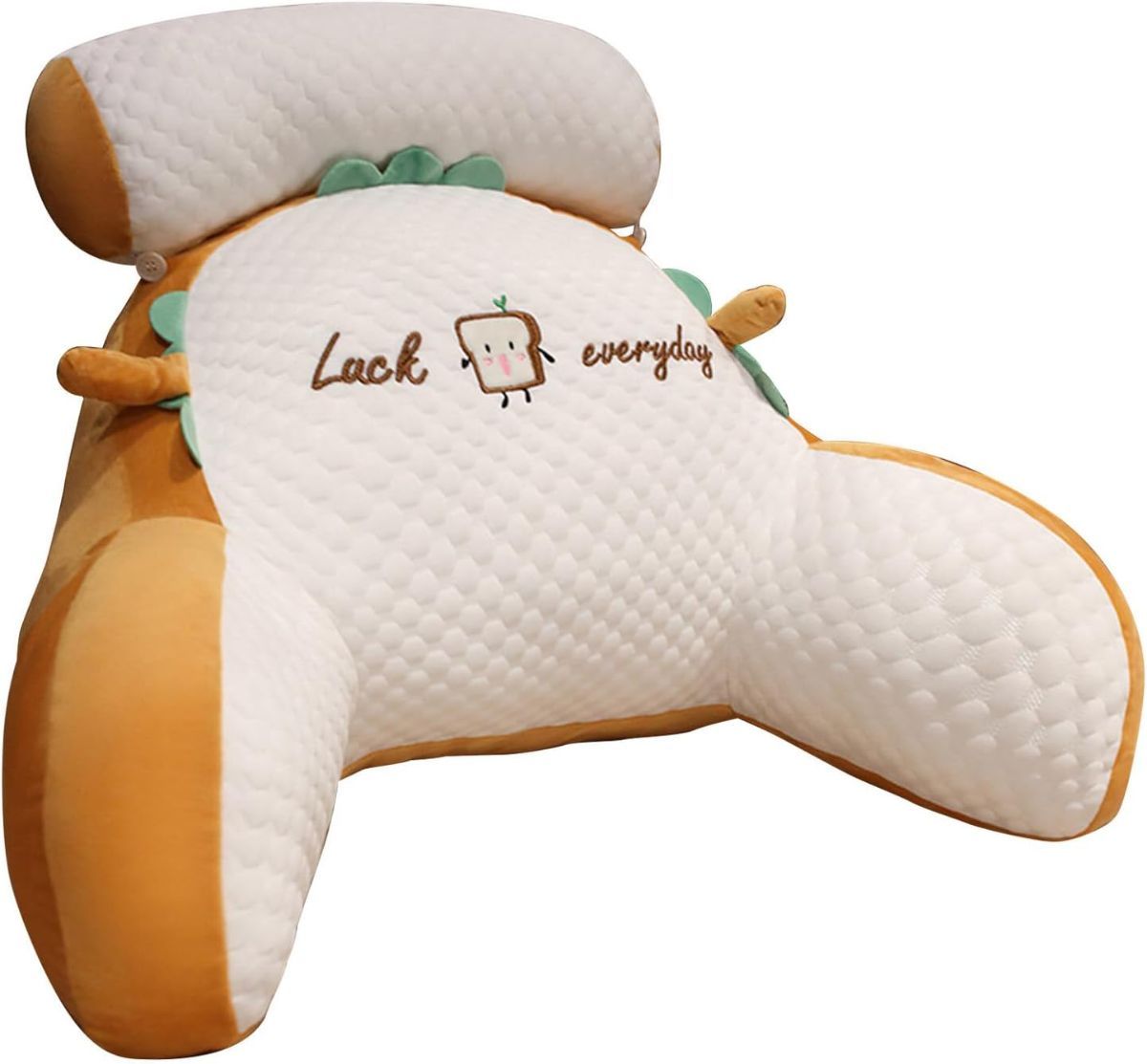 Reading Pillow for Kid Or Adult Large Back Pillow for Sitting Up in Bed Detachable Neck Roll with Arms Large Bed Rest Pillow Back Pillow for Sitting in Bed Watching TV Reading - Yellow - Size 70*50CM - Image 1