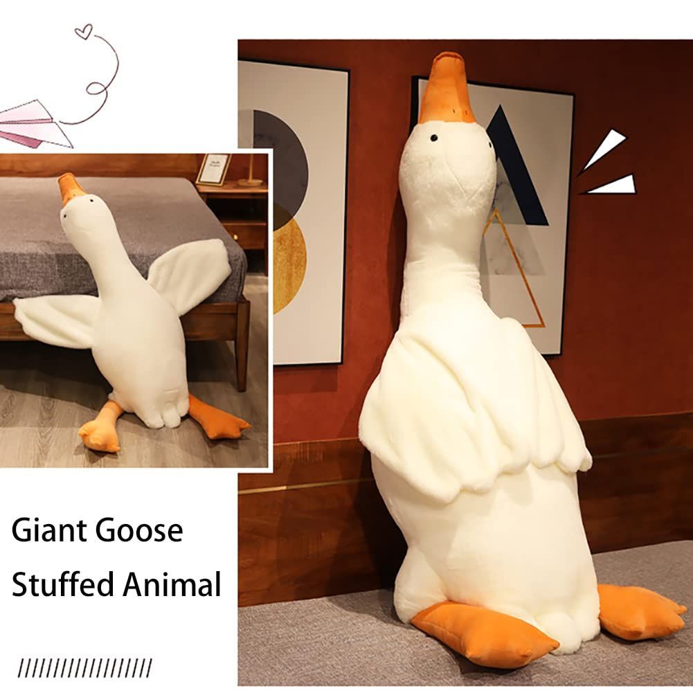 Giant White Goose Plush Pillow Soft Fabric Pillow Sleeping Companion Hugging - White - Size 75in - Image 2