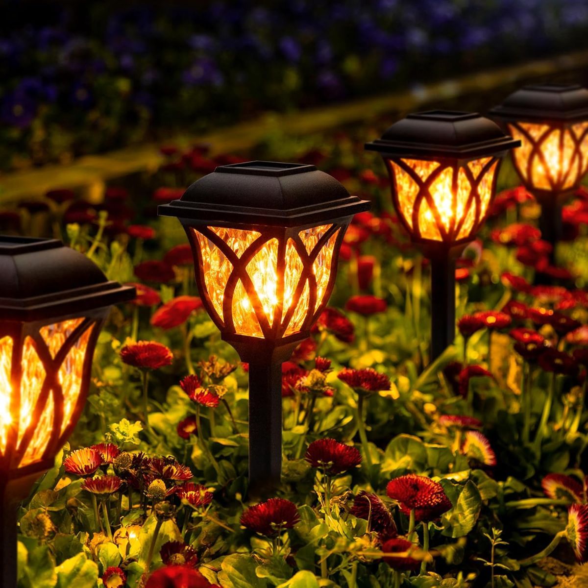 4 Pack Solar Lights Outdoor Waterproof Garden Lights with Warm LED Light Landscape Lighting for Yard Patio Lawn Walkway Driveway - Warm White - Size 4 Pack - Image 1