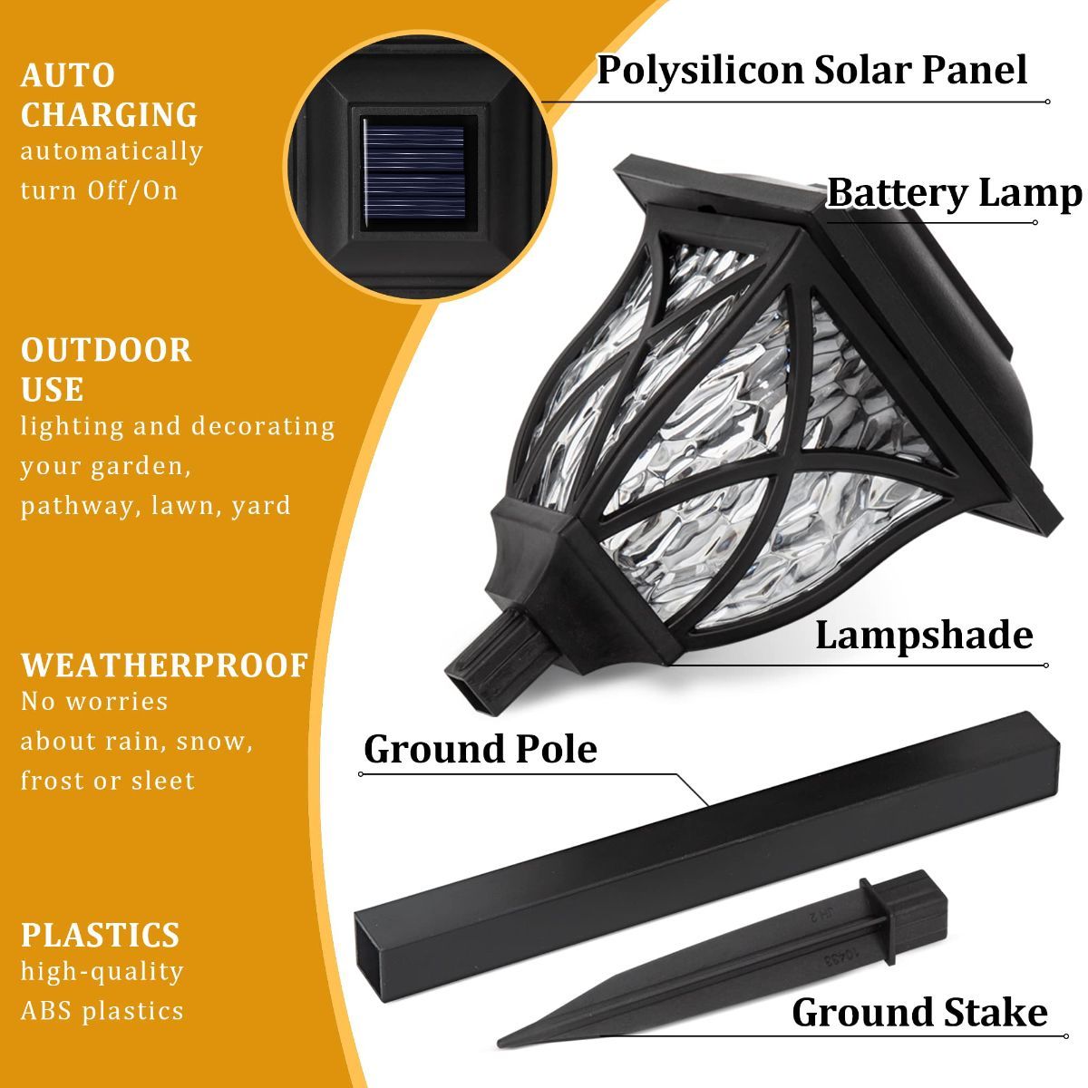 4 Pack Solar Lights Outdoor Waterproof Garden Lights with Warm LED Light Landscape Lighting for Yard Patio Lawn Walkway Driveway - Warm White - Size 4 Pack - Image 2