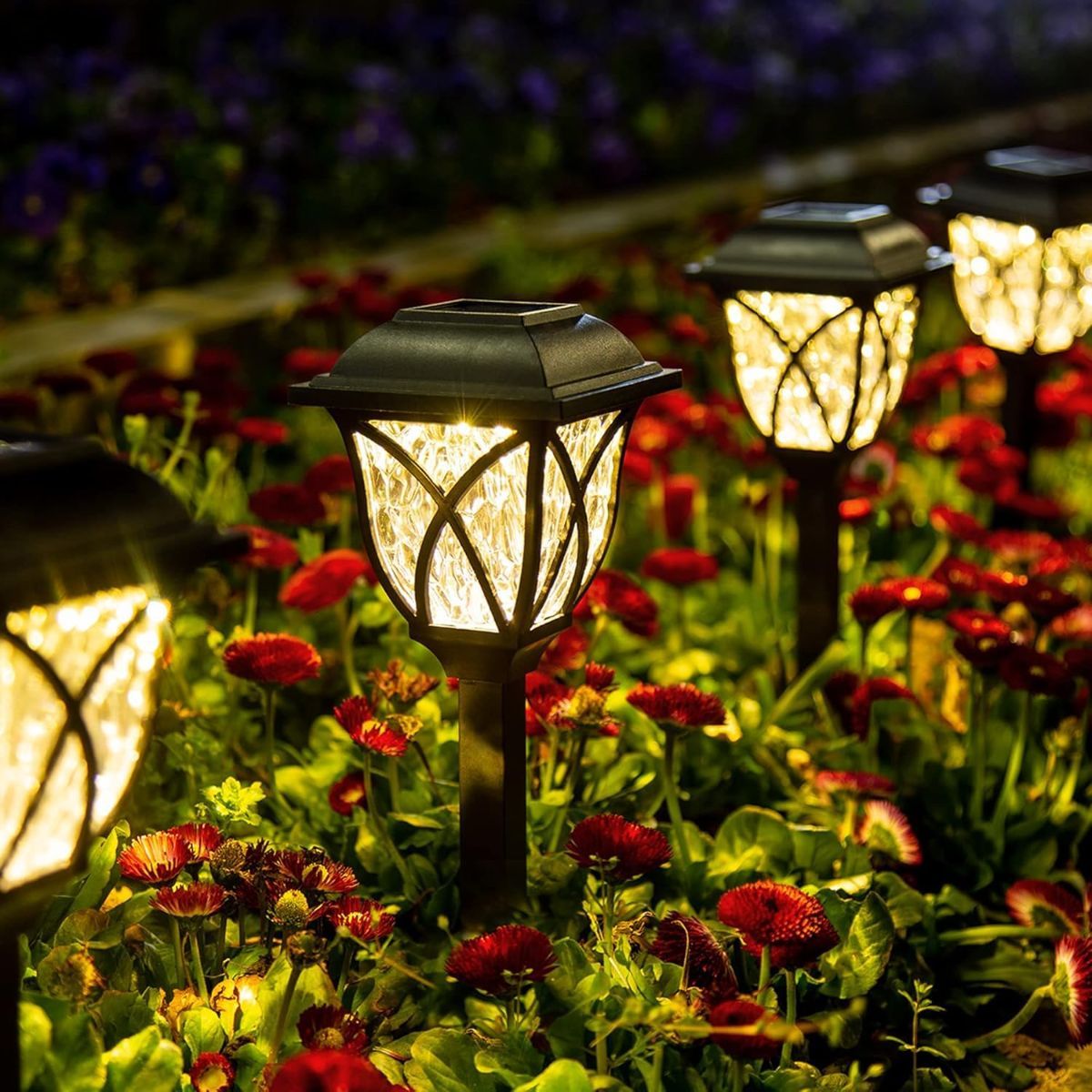 4 Pack Solar Lights Outdoor Waterproof Garden Lights with Warm LED Light Landscape Lighting for Yard Patio Lawn Walkway Driveway - White - Size 4 Pack - Image 1