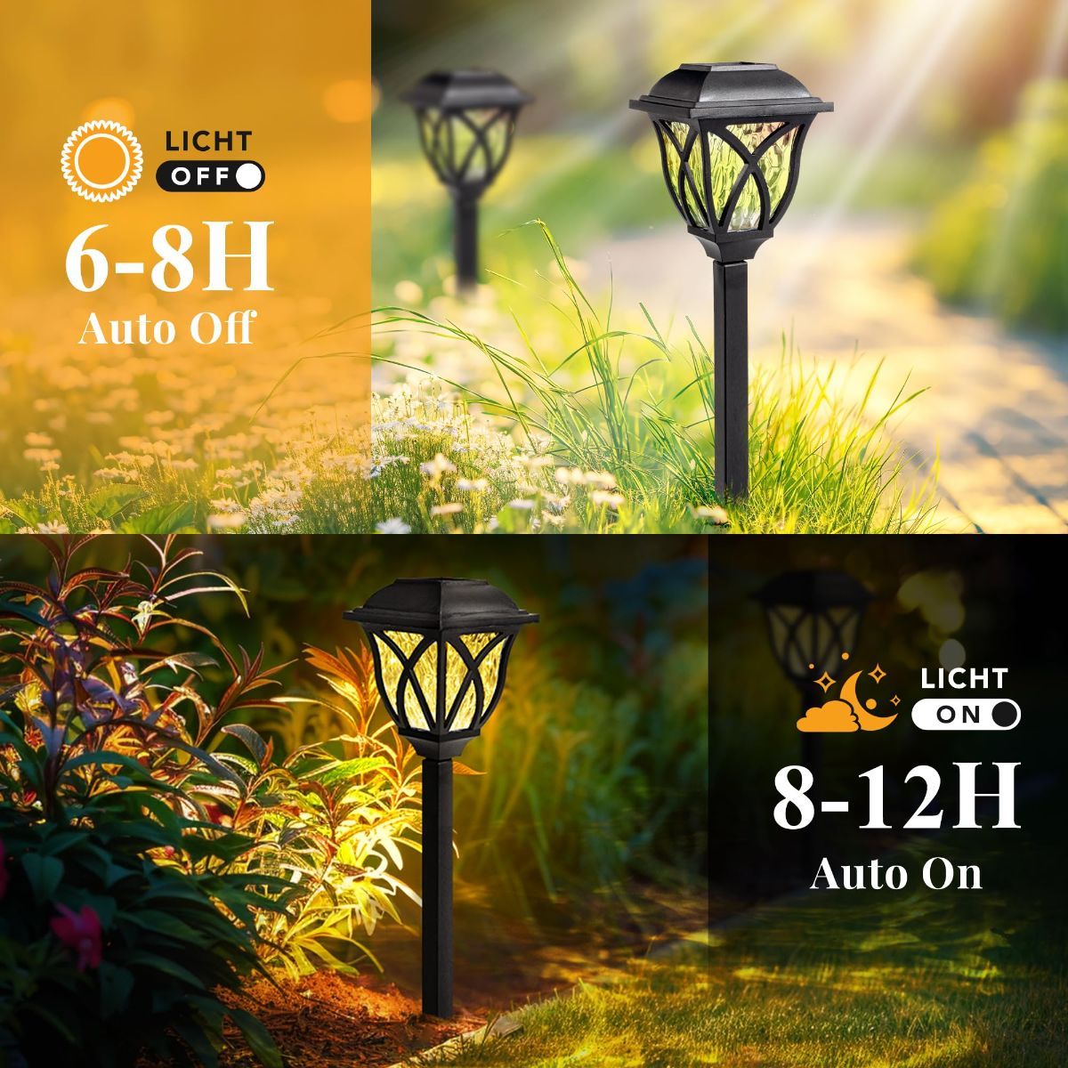 4 Pack Solar Lights Outdoor Waterproof Garden Lights with Warm LED Light Landscape Lighting for Yard Patio Lawn Walkway Driveway - White - Size 4 Pack - Image 4