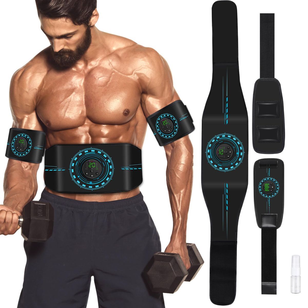 ABS Stimulator Muscle Toner, AB Machine for Abdomen/Arm/Leg, Muscle Stimulator for Muscle Growth, Ab Toning Belt Muscle Stimulator for Men and Women 3 Pack - Image 1