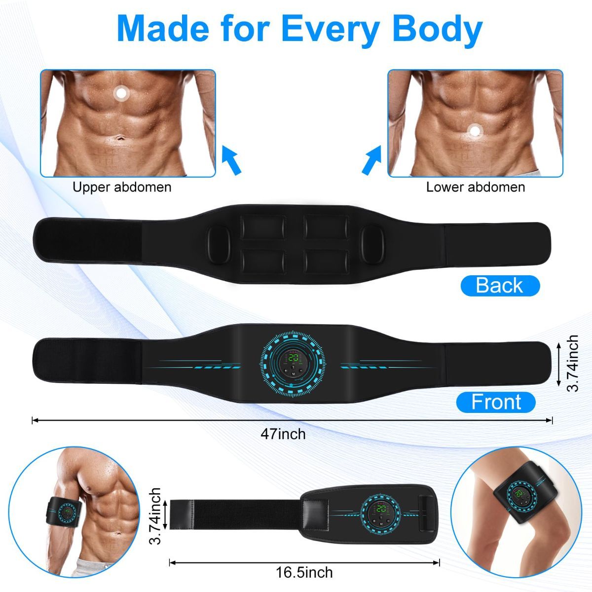 ABS Stimulator Muscle Toner, AB Machine for Abdomen/Arm/Leg, Muscle Stimulator for Muscle Growth, Ab Toning Belt Muscle Stimulator for Men and Women 3 Pack - Image 3