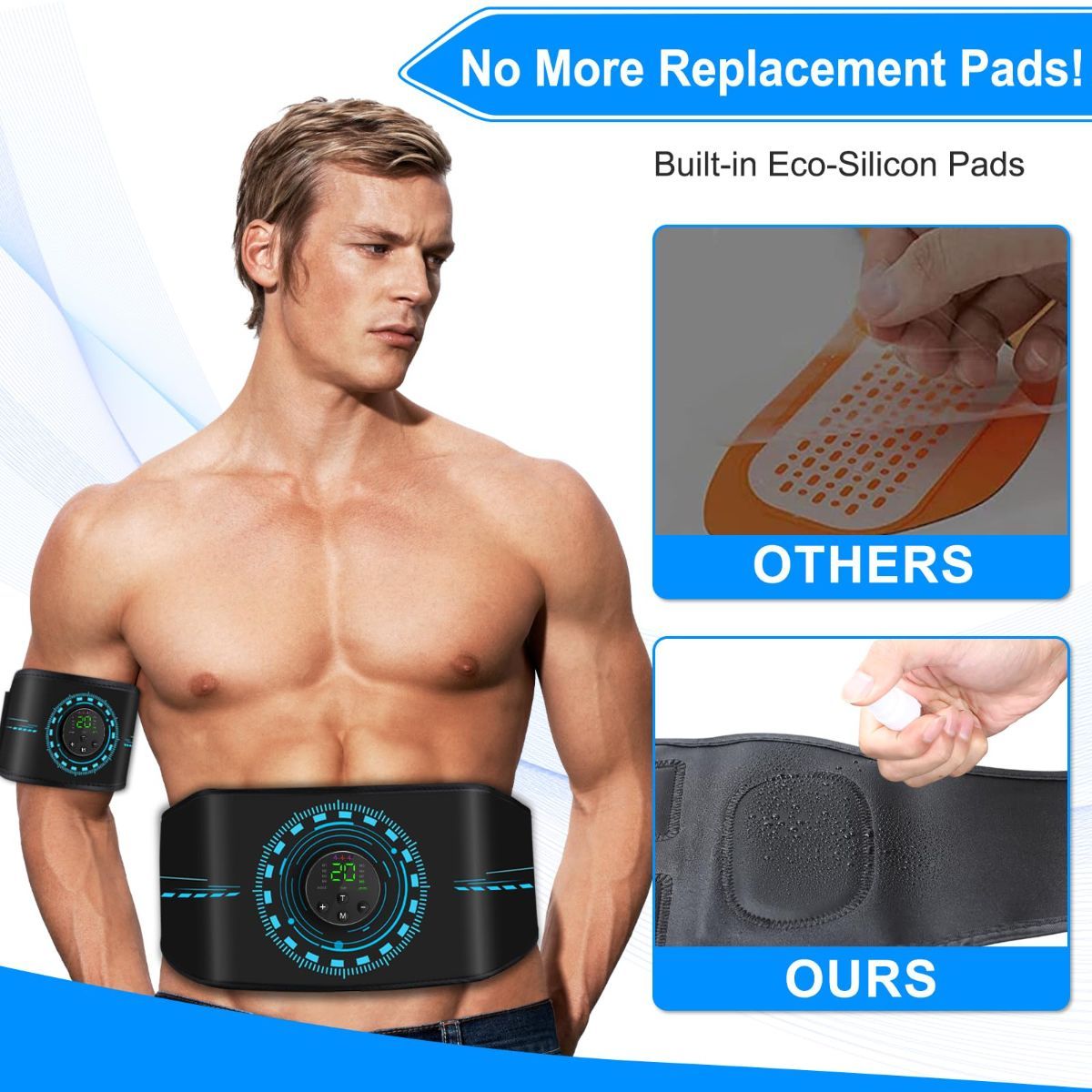 ABS Stimulator Muscle Toner, AB Machine for Abdomen/Arm/Leg, Muscle Stimulator for Muscle Growth, Ab Toning Belt Muscle Stimulator for Men and Women 3 Pack - Image 4