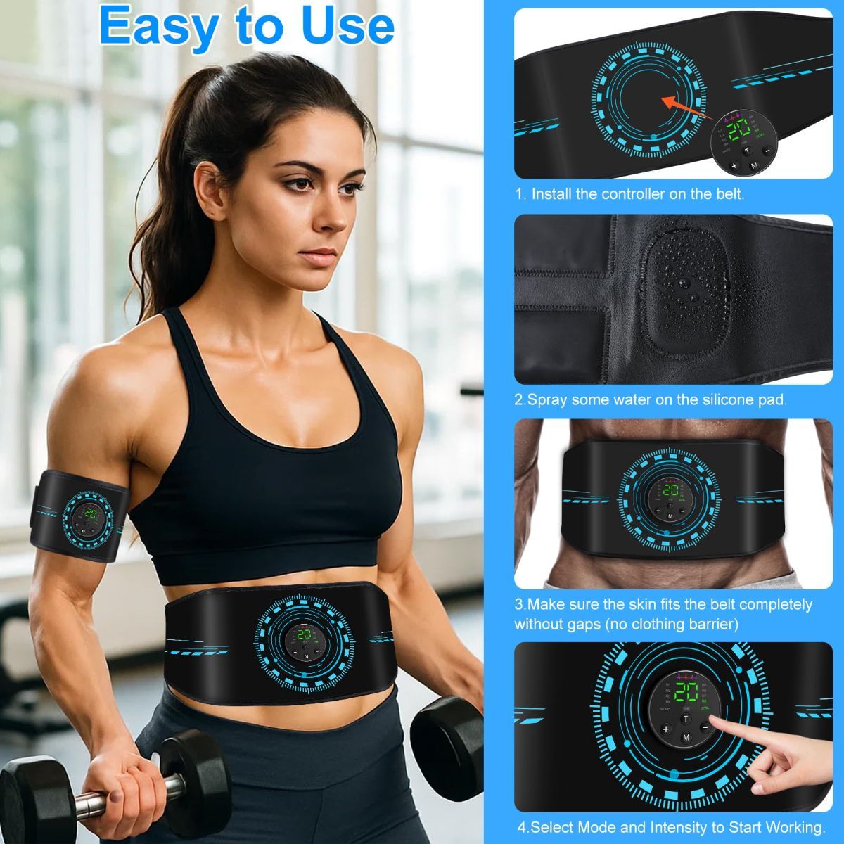ABS Stimulator Muscle Toner, AB Machine for Abdomen/Arm/Leg, Muscle Stimulator for Muscle Growth, Ab Toning Belt Muscle Stimulator for Men and Women 3 Pack - Image 5