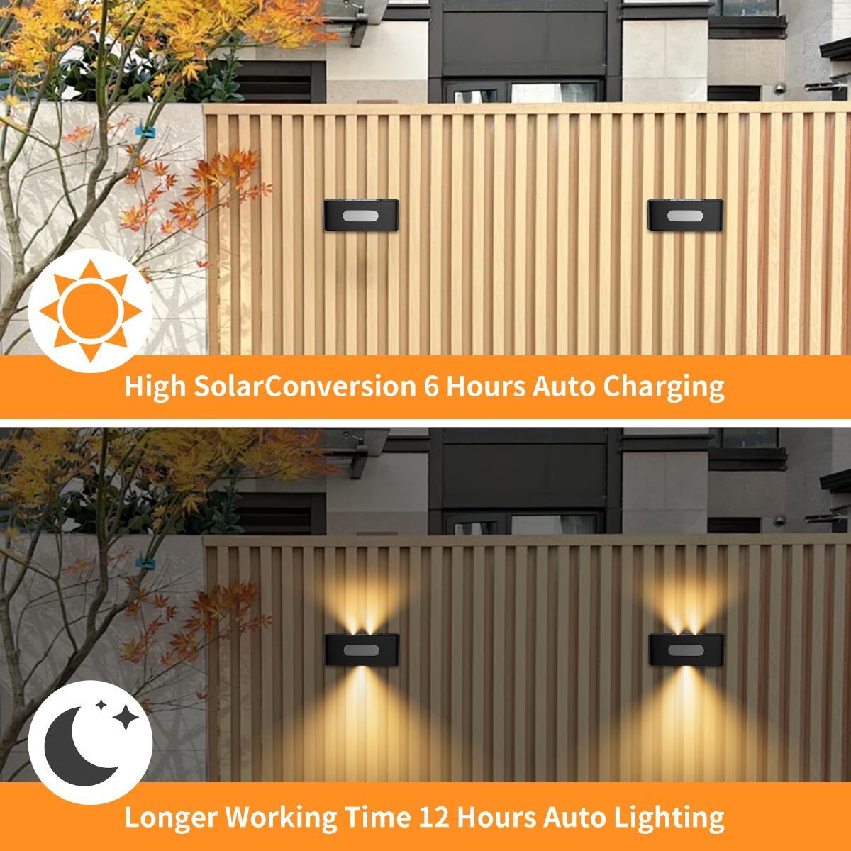 Solar Fence Lights, Solar Wall Lights Waterproof Outdoor Up and Down Lighting for Outside, Garden, Walkway, Door, Porch, Deck - White - Size 8 Pack - Image 4